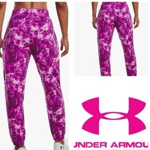 Under Armour - Rival Terry Print Jogger Fleece Bottoms, Color Strobe/White XS